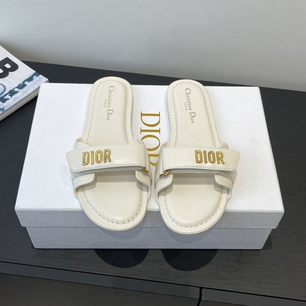 Dior Women's Cream Slide Sandals